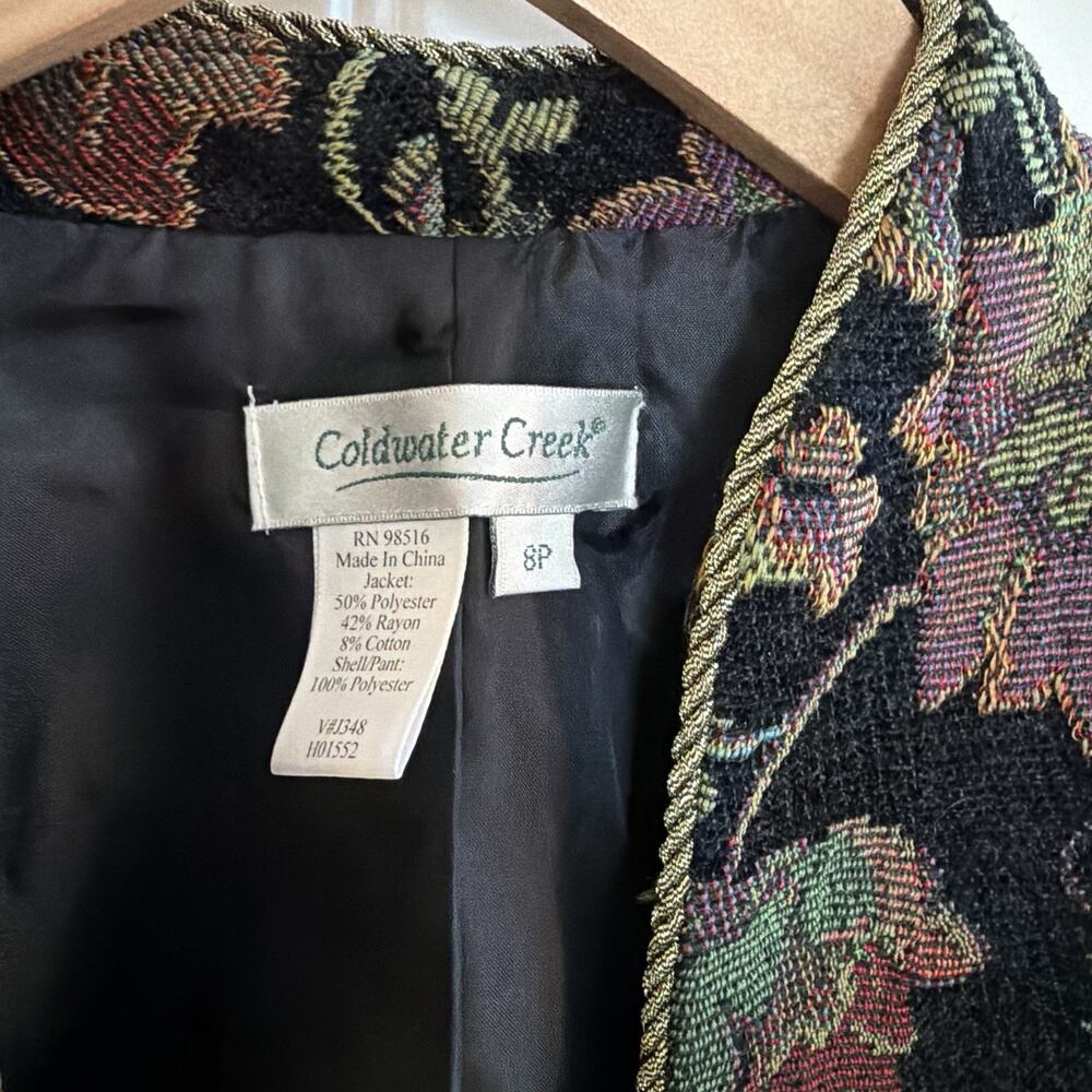 VTG Coldwater Creek Floral Tapestry Blazer Women’s Sz 8p Open-Front Collarless - Picture 3 of 9